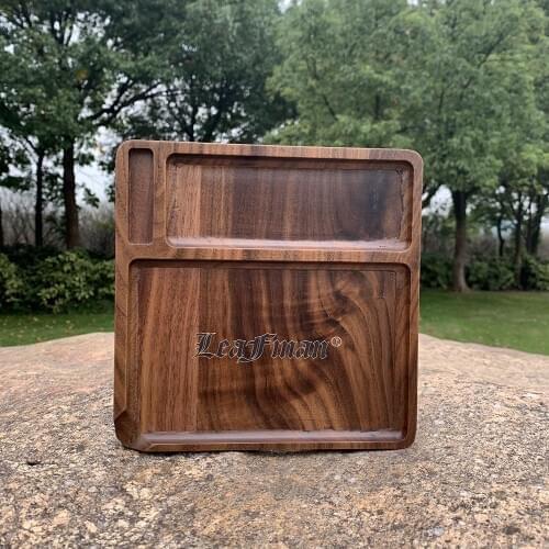 COURNOT Walnut Wood Rolling Tray Case 190MM*190MM Natural Handmade Wooden Rolling Trays Make Cone By Yourself