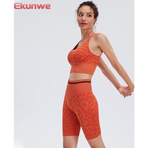 Leopard Fitness Yoga Shorts Sets Women Backless Sports Bras Seamless Suits Yoga Wear Training Outfit Tummy Control Sports Suits