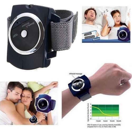 Mayitr 1pc Smart Snore Blocker Stopper Infrared Stop Snoring Wristband Help Sleeplessness Wristband Watch Sleeping Aid