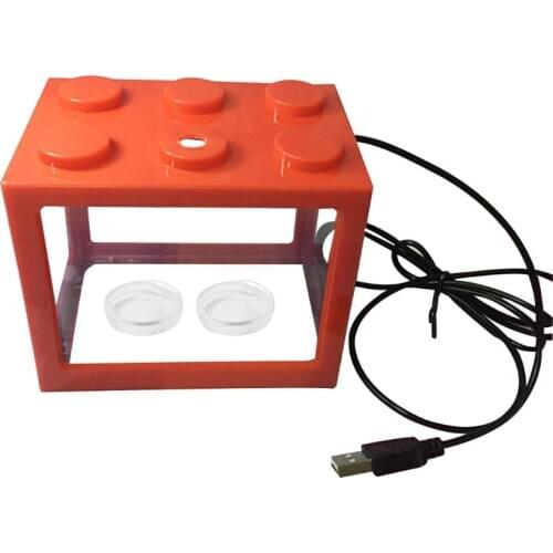 USB Mini Aquarium Fish Tank with LED Lamp Light Home Office Desktop Decoration