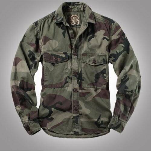 2021 Outdoor Military Army Fan Cotton Camo High Quality Long Sleeve Mens Shirt