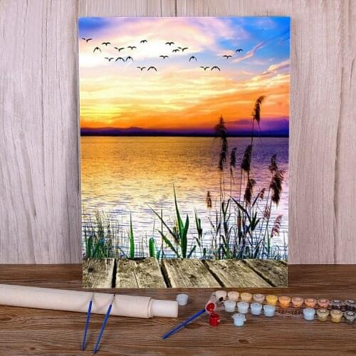 Landscape Waterfall DIY Painting By Numbers Complete Kit Acrylic Paints 50*70 Boards By Numbers New Design For Kids Handicraft