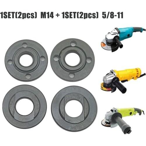 2pcs M14+2pcs 5/8-11 Thread Angle Grinder Flange Lock Nuts Set For 14/16mm Spindle Thread Power Tool Grinders Steel Lock Nuts