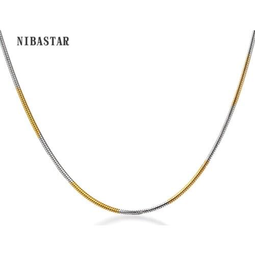 NIBASTAR Fashion Simple Snake Chain Necklace For Women Men 50cm Stainless Steel Choker Jewelry Accessory Wholesale