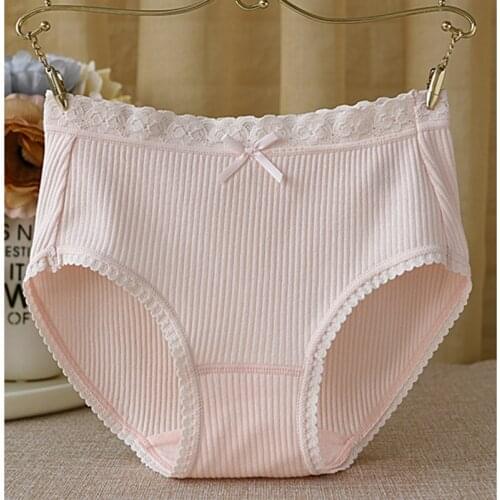 Mid-Waist Underwear Cotton Shorts Thin Breathable Large Size Solid Color Briefs