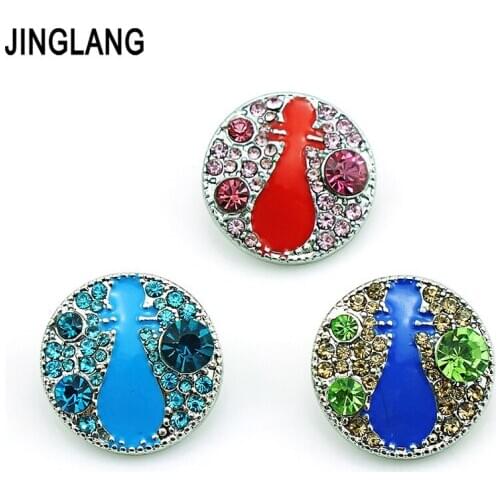 New Fashion 3 Color Rhinestone Clasps DIY Interchangeable Ginger 18mm Snap Buttons Jewelry Accessories NKC0017