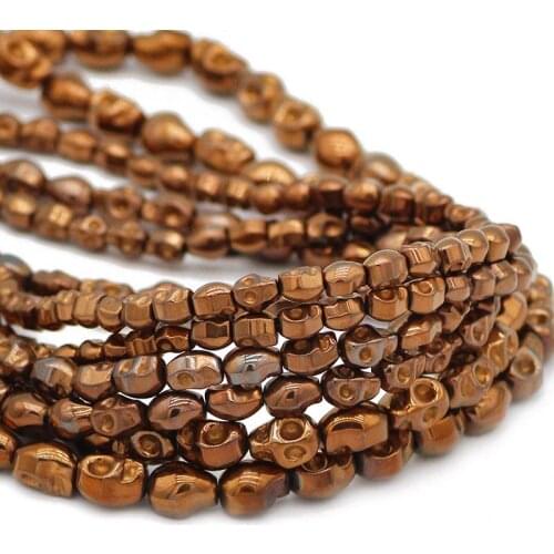 4/6/8MM Copper Natural Stone Skull Head Hematite Spacers Charm Loose Beads For DIY Jewelry Making Bracelet Necklace Accessories