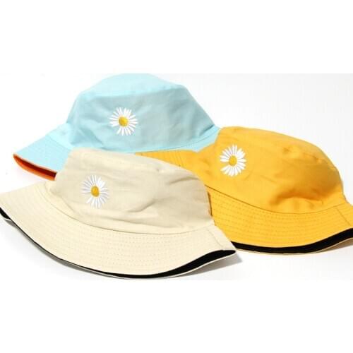 Reversible Flower Embroidery Bucket Hats Women Fashion Cotton Unisex Beach Sun Cap Men Cheap Floral Panama Hat Fisherman Caps 38