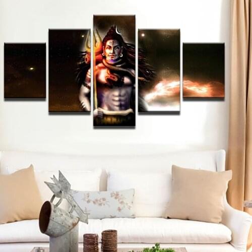 5 Pieces India God Shiva Pictures Modular Mahesvara Posters Home Decor Modern Wall Art Canvas HD Printed Paintings no Frame