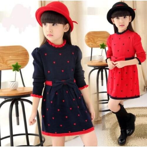 Girls Dress Autumn Winter Teenager Girl Princess Dresses knitting Children Clothing Baby Dresses Long Sleeve Kids Clothes