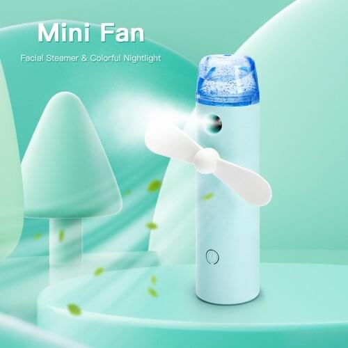 2 In 1 Protable Humidifier & Mini Fan Steamer Nano Mist Sprayer Handheld Atomizer Summer Cooling Vaporizer Skin Care for Outdoor