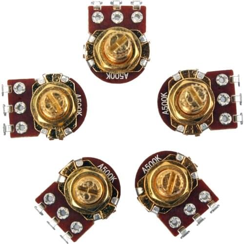 5 Pcs Mini Golden Short Shaft Pot A500K-ohm Volume Control for Guitar Bass