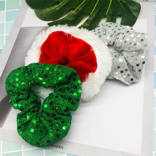 Christmas Scrunchies For Women Girls Elastic Hair Rubber Fashion Christmas Ornaments Hair Ring Velvet Ponytail Holder