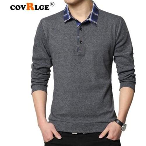 Covrlge Shirts Men Slim Fit Shirt Long Sleeve shirt Mens Cotton Top Patchwork Plus Size 5XL Brand Clothing MTP041