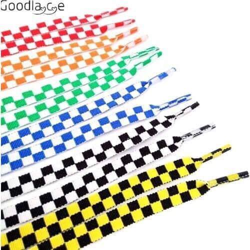 Fashion Plaid Checkered Shoe Laces Flat Shoelace of Polyester for Sneaker Sport Shoes 120CM