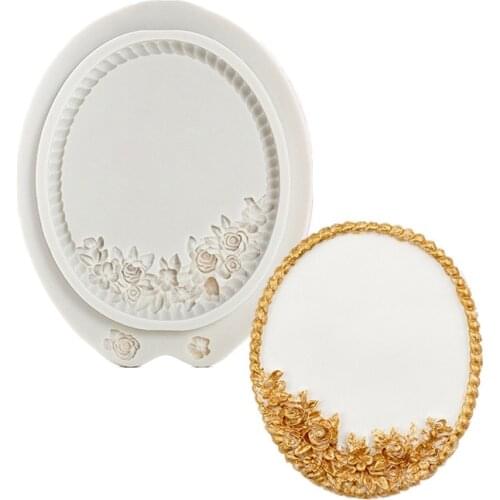 European Style Photo Frame Embossed Silicone Mold Chocolate Mousse Cake Decoration DIY Mirror Epoxy Mold