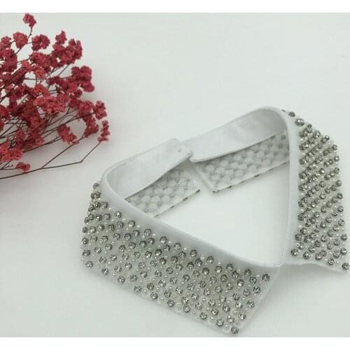 Sitonjwly 2021 Women Fashion Handmade Beads Fake Collars Girls Sweater Detachable Collars Female Blouse Tops Neckwear Shirt
