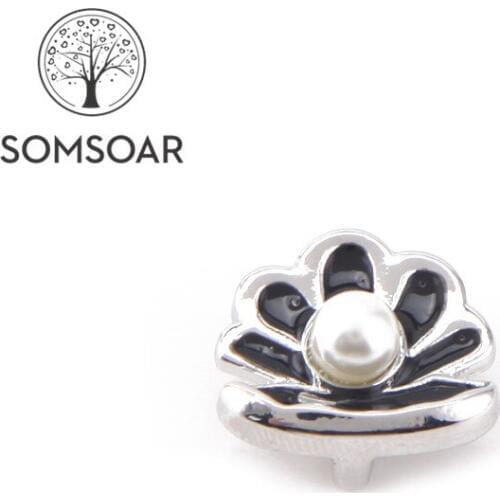 Somsoar Jewelry Deluxe Shell with big pearl Slide Charms fit 10mm Wide Leather wrappable Mesh Bracelet Necklace 10pcs/lot