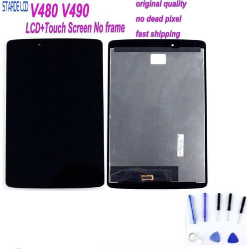 For LG G Pad 8.0 V480 LCD Display Matrix Touch Screen Digitizer Panel Sensor Glass Tablet Assembly V490 Replacement with Flex Ca
