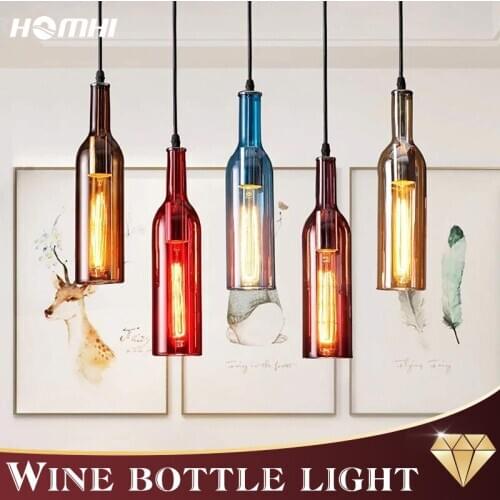 Wine Bottle Glass Modern Pendant Ceiling Lamps Chandelier For Kitchen Art Home Deco Dining Table Light Champagne Bar Counter