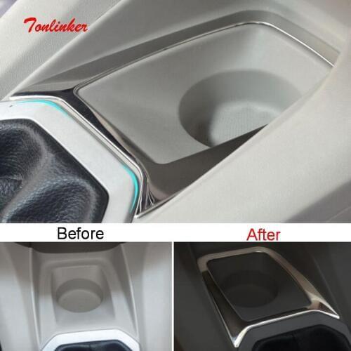 Tonlinker Interior Center storage Cover sticker for Citroen C-Elysee/Peugeot 301 Car styling 1 Pcs Stainless steel Cover sticker