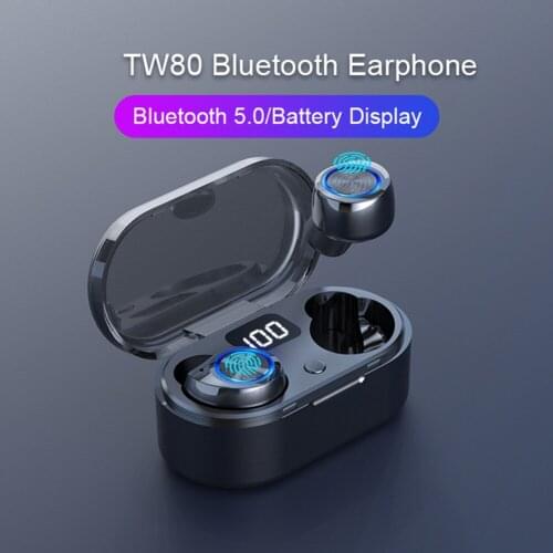 TW80 Bluetooth Wireless Headset LED Digital Display TWS Bluetooth Headset 5.0 bluetooth earphone headphones wireless earphones