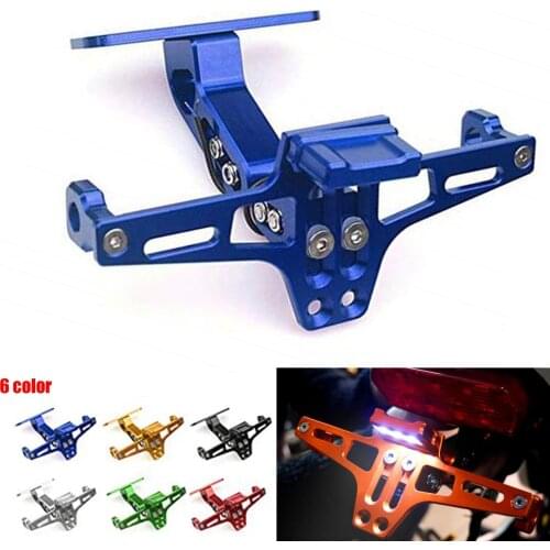 Motorcycle Universal Adjustable Tail Tidy Rear License Plate Holder Aluminium with LED Light for Suzuki Honda Kawasaki Yamaha