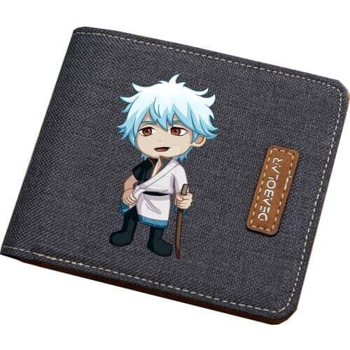 Japan anime Gintama wallet Men women short printing Carteira Bifold wallet teenagers student canvas wallet Kids coin Card purse