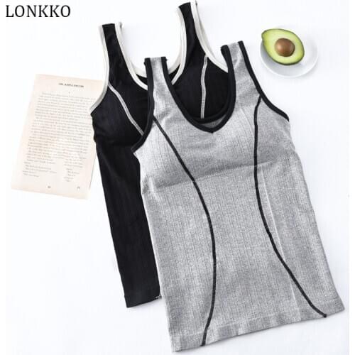 Women Sexy Tops Long Crop Top Women Padded Tank Top Sexy Lingerie Body Slim Vest Sport Fashion Seamless Underwear Black Gray