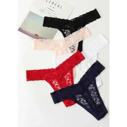 Female Panties 1 Pieces Lace Sexy Lingerie Low Waist G-String Cotton Crotch Hot Soft Panty Lacy Lace New Underwear Woman S-XXL