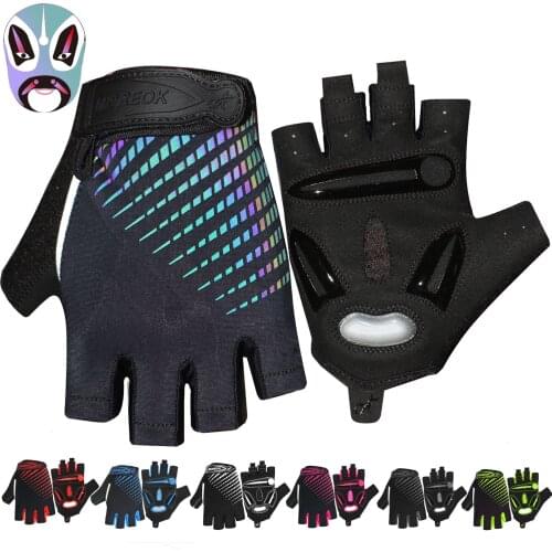 Facial Makeup Liquid Silicone Mountain Highway Self-Cycling Half Finger Reflective Colorful Sports Short Finger Gloves