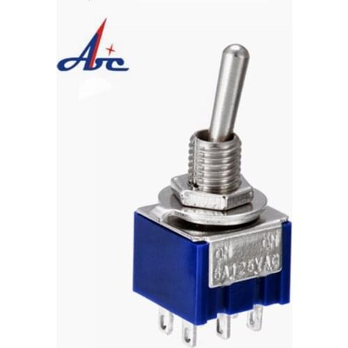 10Pcs Toggle Switch ON/ON Latching DPDT Mini Rocker Switches MTS-202 6A 250VAC 6 Pin With Solder Terminal