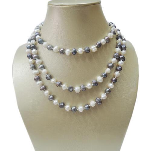 100% NATURE FRESHWATER PEARL LONG NECKLACE-120 CM necklace in near round shape