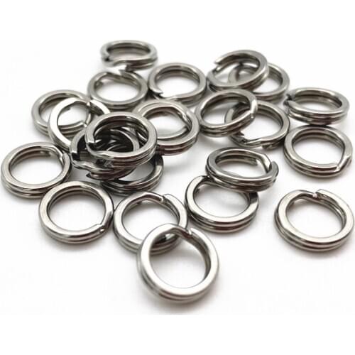 100Pcs*Strengthen Solid Ring Lure Connecting Ring Stainless Steel Fishing Flatten Split Ring Fishing Rings Crankbait Hard Bait