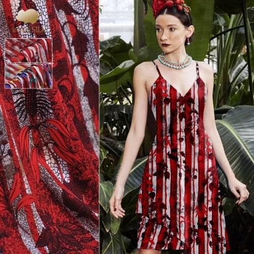 112cm silk elastic double Joe fabric anti-wrinkle soft silk fabric for dress striped digital inkjet silk fabric material