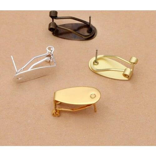 200pcs Copper Material Earring Clips 20x9mm Flat Glue Pad Earring Posts Settings DIY Crafts Earrings Jewelry Findings