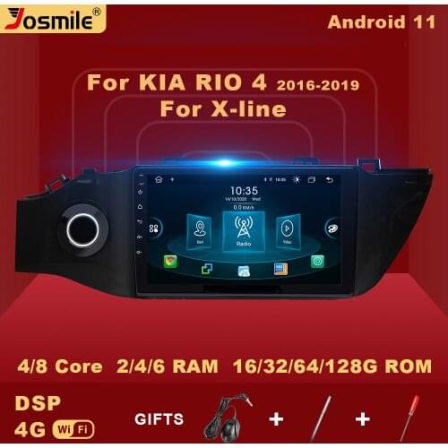 2 din Android 11 Car Radio for KIA RIO 4 x-line 2016-2019 Multimedia Video Player GPS AI Voice Control DSP 4G Carplay no DVD