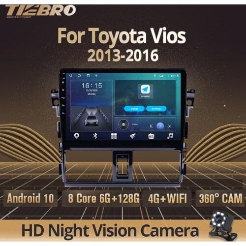 2DIN Android 10.0 Car Radio For Toyota Vios 2013-2016 Stereo Receiver GPS Navigation Auto Radio DSP Car Video NO 2DIN DVD IGO