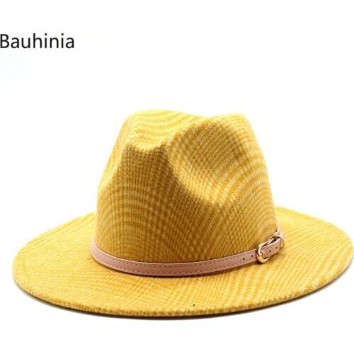Bauhinia 2020 Outdoor Casual Sun Hats Winter Autumn Woolen Women Men Fedoras Top Jazz Hat European American Round Caps