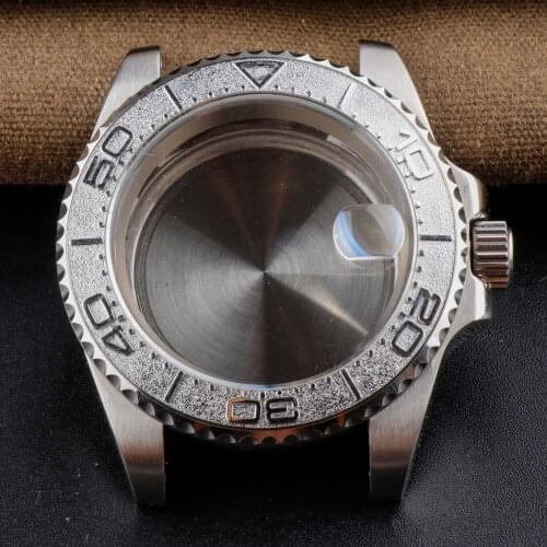 Watch case for NH35/36 Movement 316L Stainless Steel Sapphire Crystal Magnifier 40mm Silver Steel Bezel Watch Accessories Parts