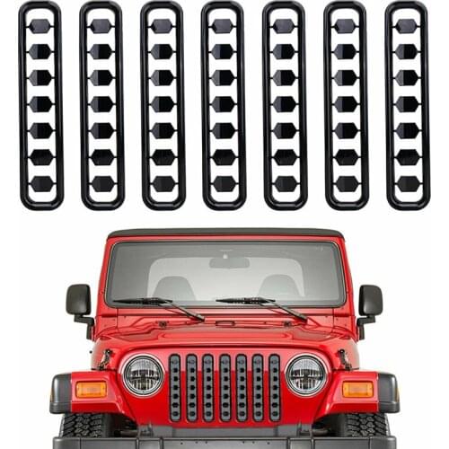 Black Front Grille Cover Insert Mesh Grill Shell for Jeep Wrangler TJ 1997-2006