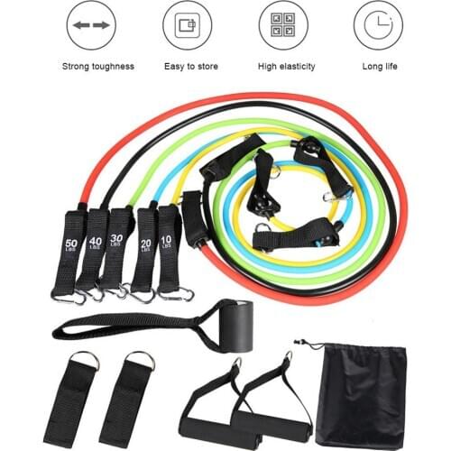 150lbs Elastic Resistance Bands Powerful Upgrade Pull Rope Fitness 11-Piece 150-Pound Rally Device Muscle Training Set