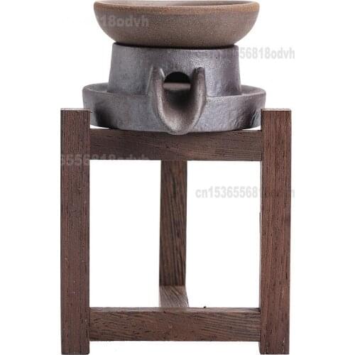 Old rock mud filter group handmade coarse pottery tea leakage tea filter tea net chicken wing wood bracket tea set accessories