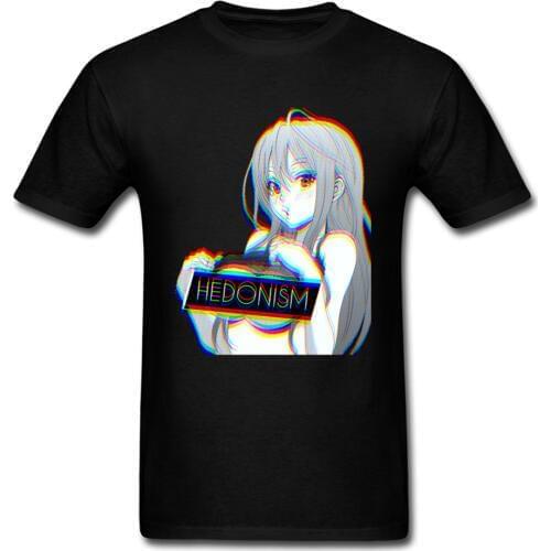 Oppai T-shirt Men Hedonism Girl Anime T Shirts Vaporwave Character Tops & Tees Japanese Style Mens Clothes Cotton Adult Tshirt