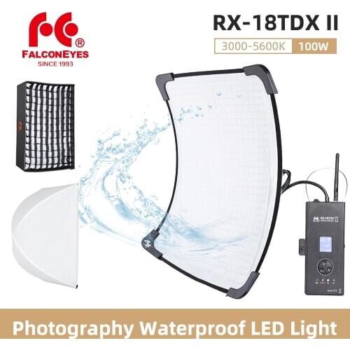 Falcon Eyes RX-18TDX II 100W Photography Waterproof LED Flex Light Bi-color 3000K-5600K with RX-18SBHC for Video Camera