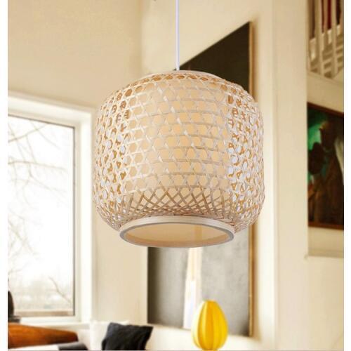 Chinese rustic handwoven bamboo Pendant Lights Southeast Asia style brief round E27 LED lamp for porch&parlor&stairs LHDD013