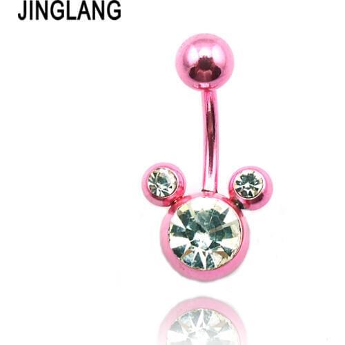 Free Shipping New Belly Button Rings Mickey Stainless Steel Bar Fake Navel Body Piercing Jewelry