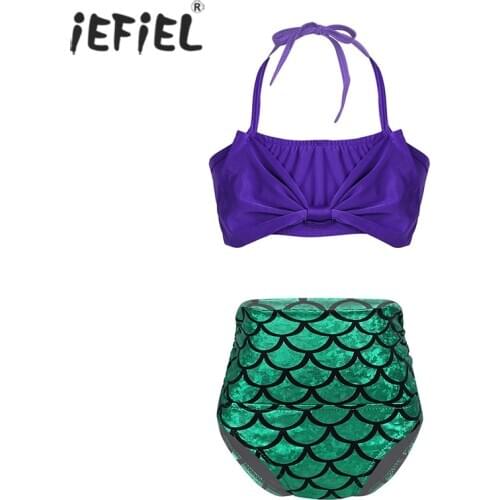 Toddler Kids Mermaid Bikini 2Pcs Set Summer Baby Girls Beachwear Swimwear Swimsuit Bathing Suit Tankini Costume