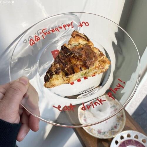 Korean INS with The Same Alphabet Glass Plate Creative Fruit Salad Snack Plate Cake Plate