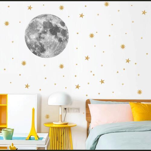 Creative star Moon phase 3D Wall Sticker Home living room wall decoration Murals Art Decals background decor Moon stickers